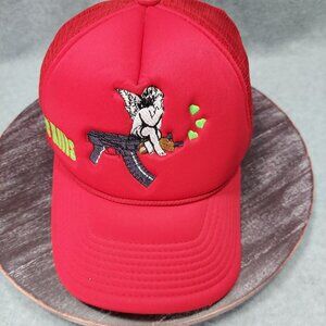 Decky Foam Trucker Mesh Hat Love Kills Cupid‎ Uzi Bullet Embrodered Red One Size